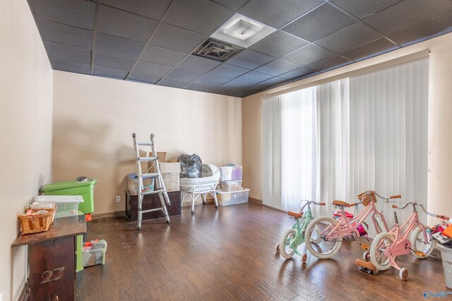 basement with stainless steel refrigerator