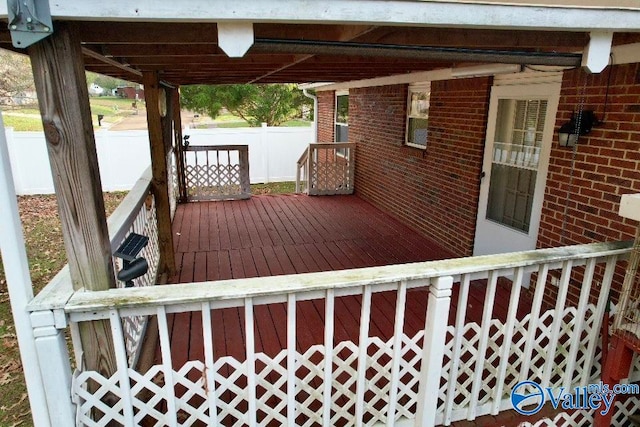 deck featuring fence