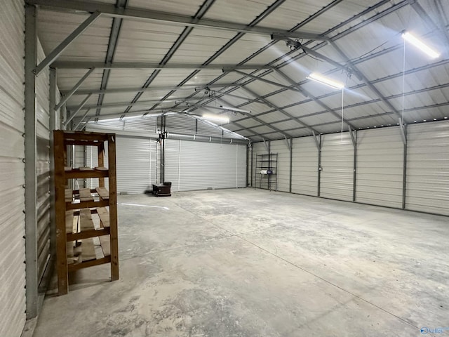 garage with metal wall