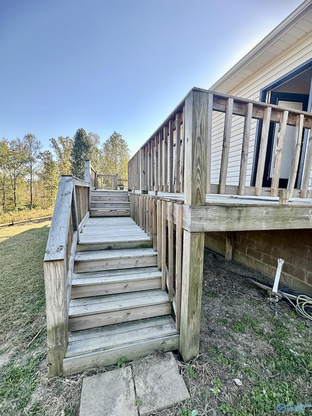 deck featuring stairway