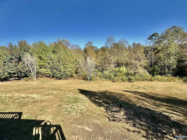 view of yard with a forest view