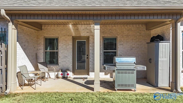 view of patio / terrace with a grill