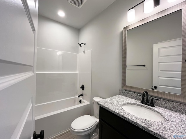122 Parvin Way Dr, Hazel Green, AL 35750 - bathroom with vanity,  shower combination, visible vents, and toilet