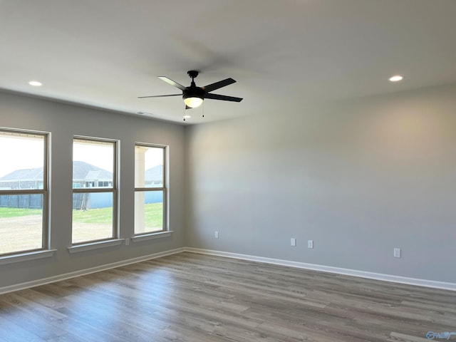 122 Parvin Way Dr, Hazel Green, AL 35750 - spare room with baseboards, recessed lighting, wood finished floors, and a ceiling fan