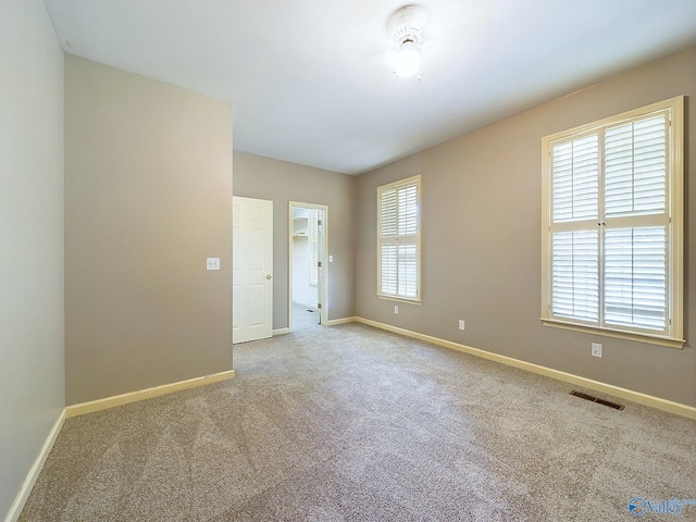 spare room featuring carpet and plenty of natural light