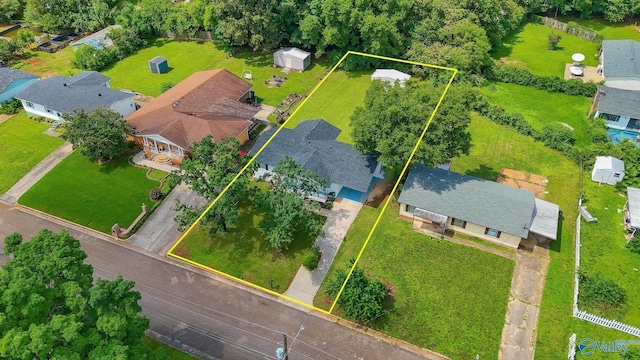 629 Dawson Ter NW, Huntsville, AL 35811 - aerial perspective of suburban area featuring property boundaries highlighted
