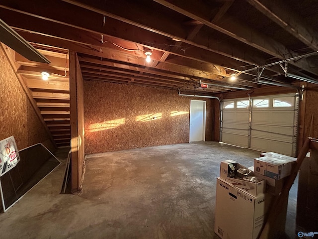 garage with a garage door opener