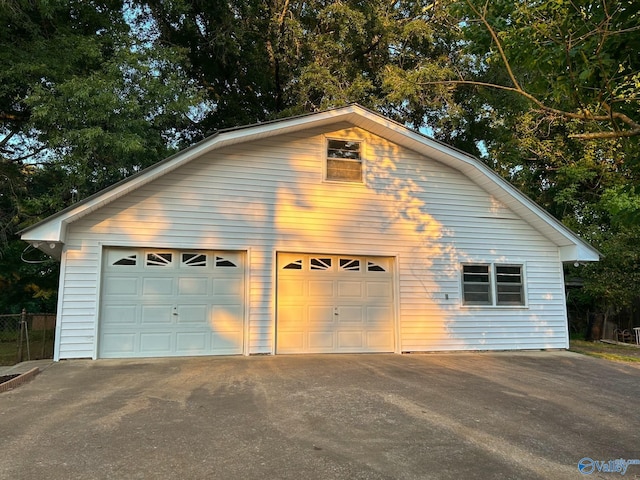 view of detached garage