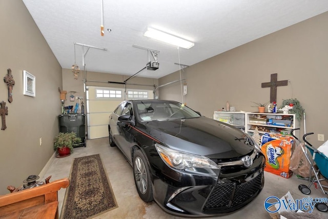 garage with a garage door opener