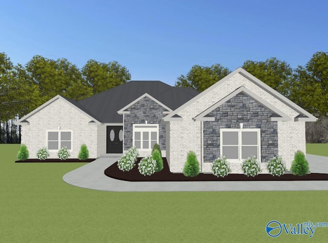 FLAGSTAFF-B Newby Chapel Rd, Athens, AL 35613 - view of front of home featuring stone siding and a front lawn
