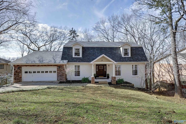 4018 SE Piedmont Dr, Huntsville, AL 35802 - view of front of property with a garage, concrete driveway, stucco siding, a front lawn, and roof with shingles
