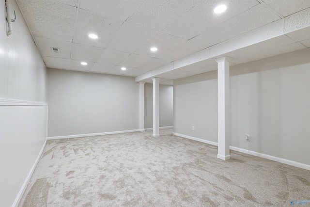 4018 SE Piedmont Dr, Huntsville, AL 35802 - finished basement with recessed lighting, carpet flooring, visible vents, and baseboards