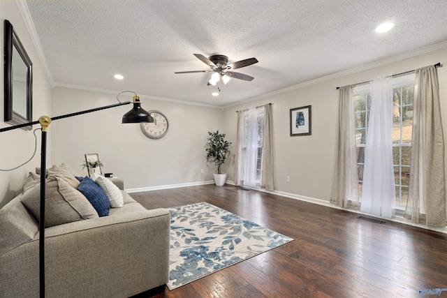 4018 SE Piedmont Dr, Huntsville, AL 35802 - living area with a textured ceiling, wood-type flooring, a ceiling fan, and visible vents