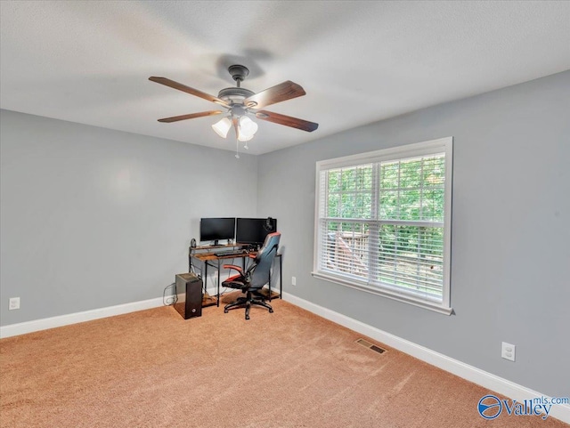 78 Bob Cir, Scottsboro, AL 35769 - carpeted office space with a ceiling fan and baseboards