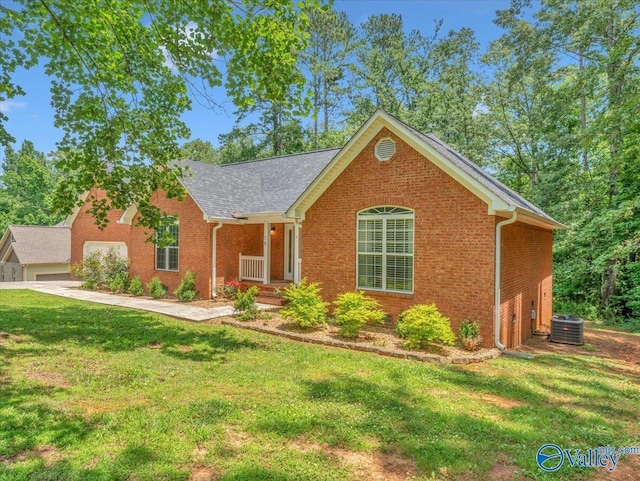 78 Bob Cir, Scottsboro, AL 35769 - single story home with a front yard, central air condition unit, and brick siding