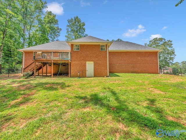 78 Bob Cir, Scottsboro, AL 35769 - rear view of house with stairway and a wooden deck