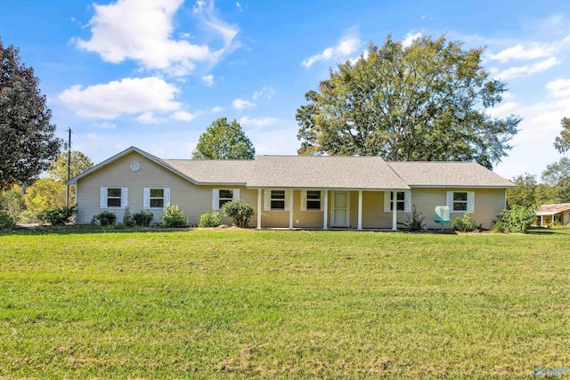 ranch-style house with a front lawn