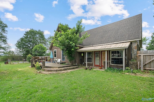 175 Short St, Geraldine, AL 35974 - back of house featuring roof with shingles and a deck