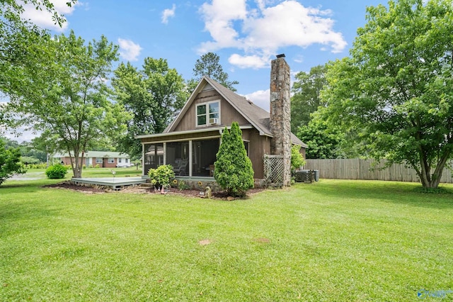 175 Short St, Geraldine, AL 35974 - rear view of house with a chimney and a sunroom