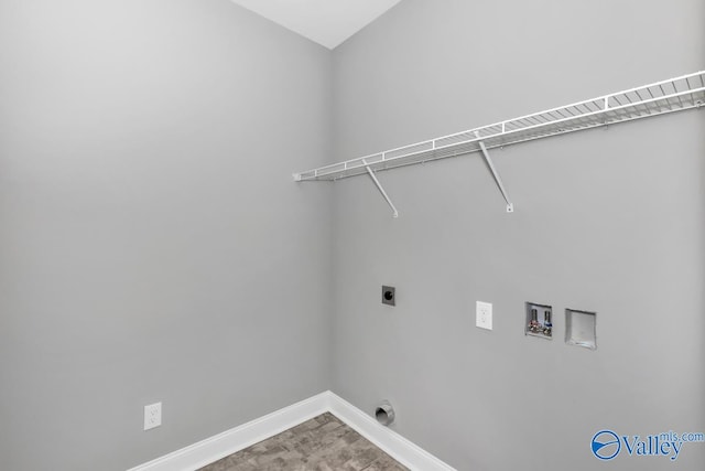 washroom with washer hookup and hookup for an electric dryer