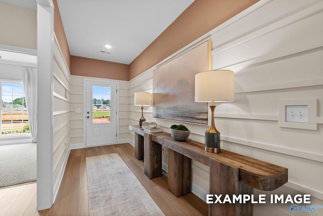 29555 Canoe Cir, Harvest, AL 35749 - foyer entrance with visible vents, wood finished floors, and recessed lighting