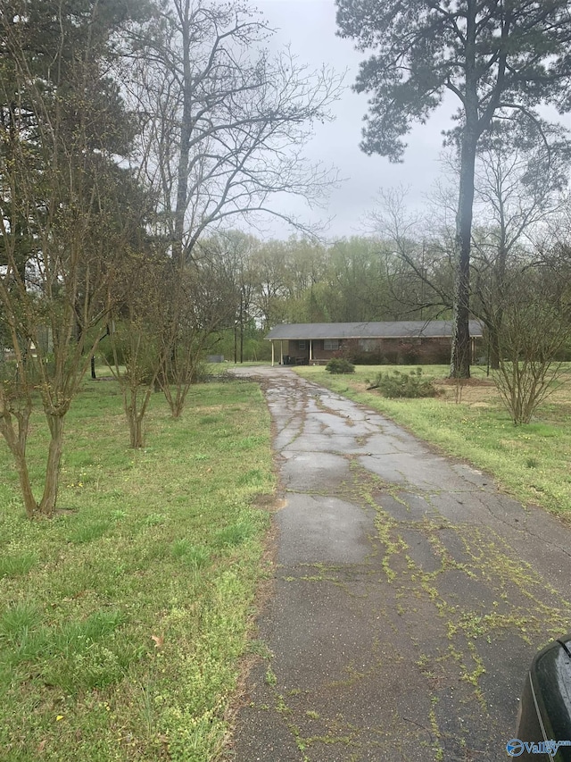 view of street featuring aphalt driveway