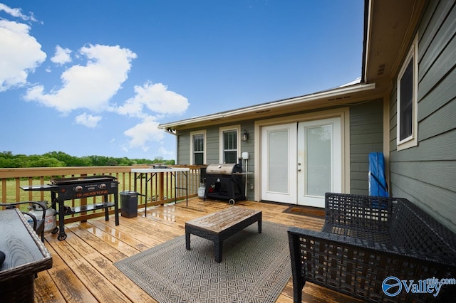 deck with a grill