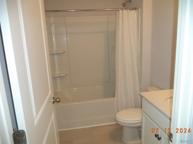 319 Jackson Point Cir, Huntsville, AL 35811 - bathroom with tile patterned floors, vanity, shower / bath combo, and toilet