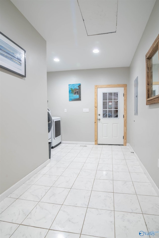 laundry room with washer / dryer and electric panel