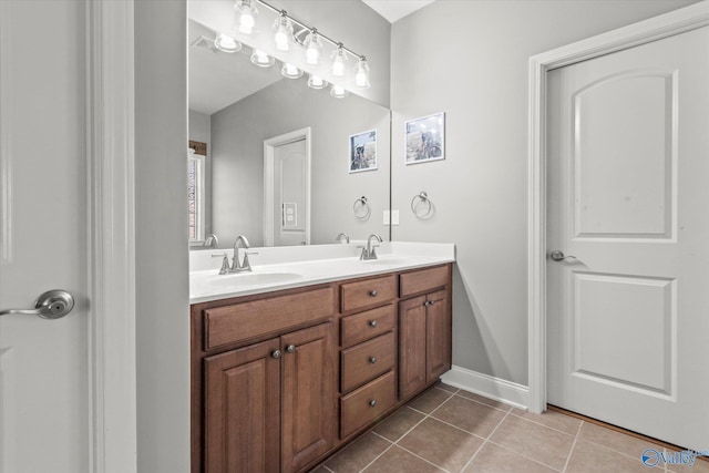 bathroom featuring vanity and tile patterned flooring