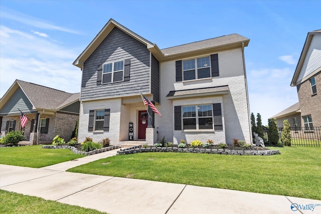 view of front of house with a front lawn