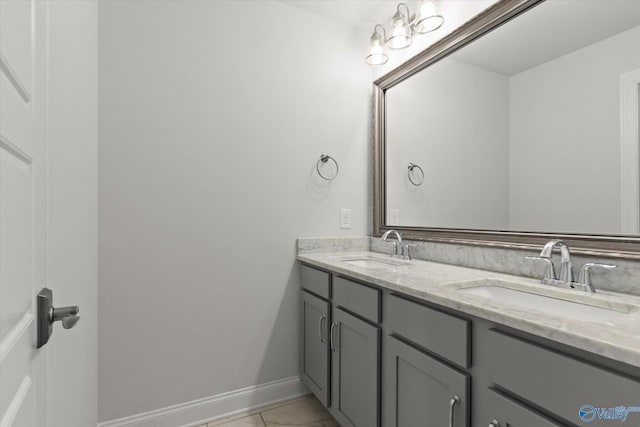 bathroom with tile patterned floors and vanity