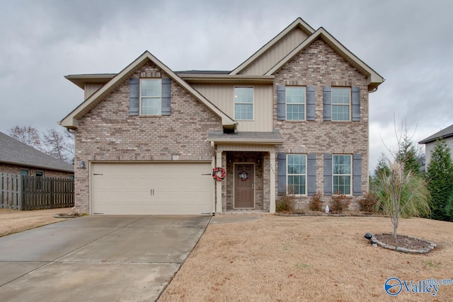 craftsman inspired home with a garage