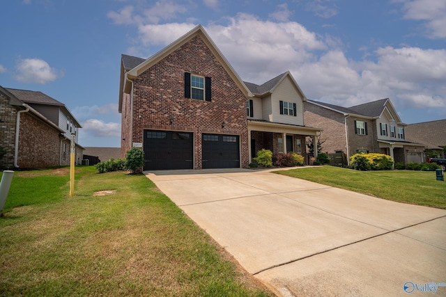 24337 Beacon Cir, Athens, AL 35613 - traditional-style house with brick siding, a garage, concrete driveway, a front lawn, and central air condition unit