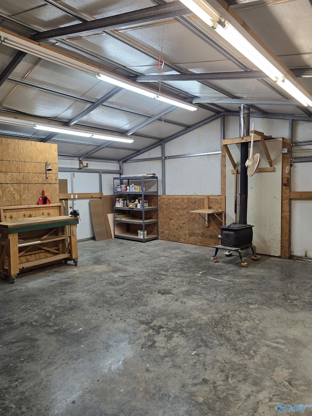 garage featuring a workshop area