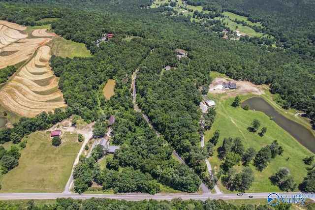 8879 County Road 27, Springville, AL 35146 - aerial view of property and surrounding area with a forest and a large body of water