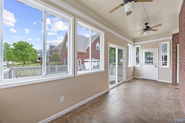 view of unfurnished sunroom