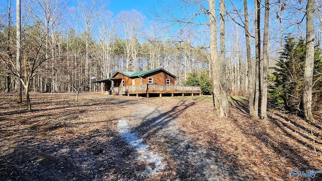 cabin featuring a deck