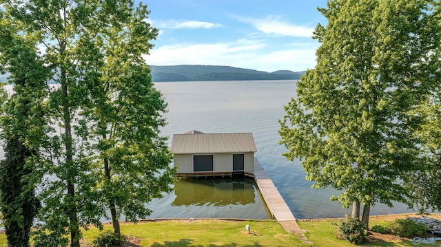 900 Menominee Rd, Langston, AL 35755 - water view featuring a mountain backdrop and a dock