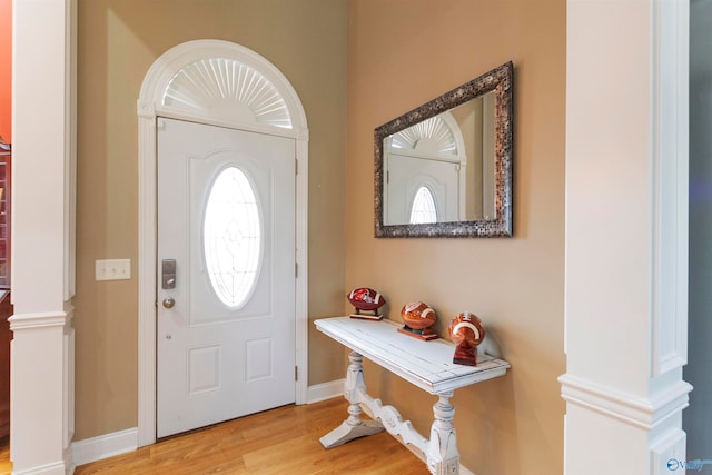 foyer entrance featuring light wood-type flooring