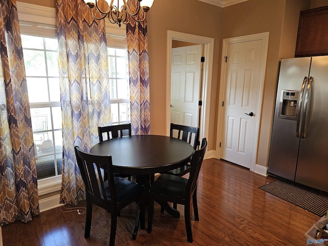 2031 Blake Bottom Rd Unit 2, Huntsville, AL 35806 - dining area with dark wood-style floors, a chandelier, and ornamental molding