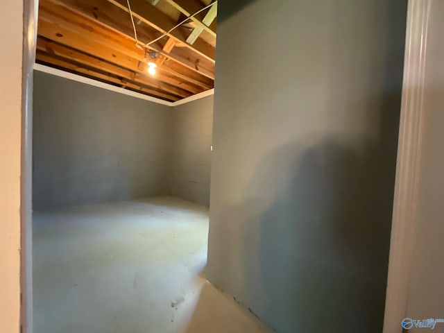 view of unfinished basement