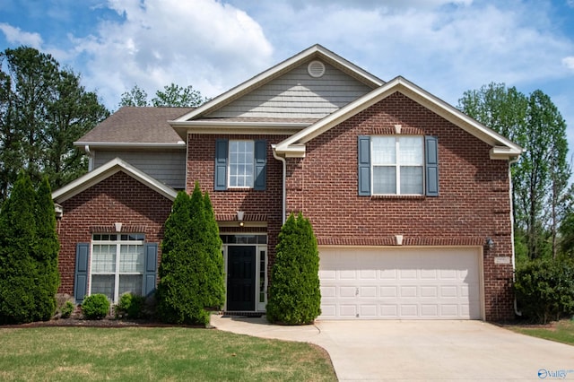 29960 Copper Run Dr, Harvest, AL 35749 - traditional-style home featuring an attached garage, concrete driveway, brick siding, and a front lawn