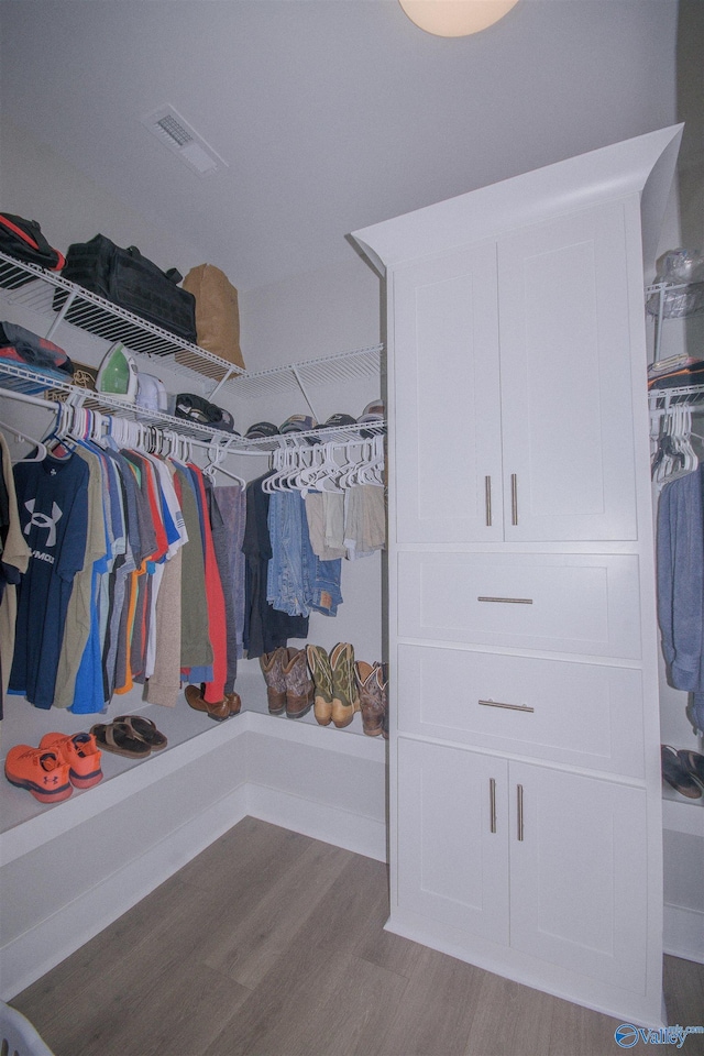 walk in closet featuring light wood-type flooring