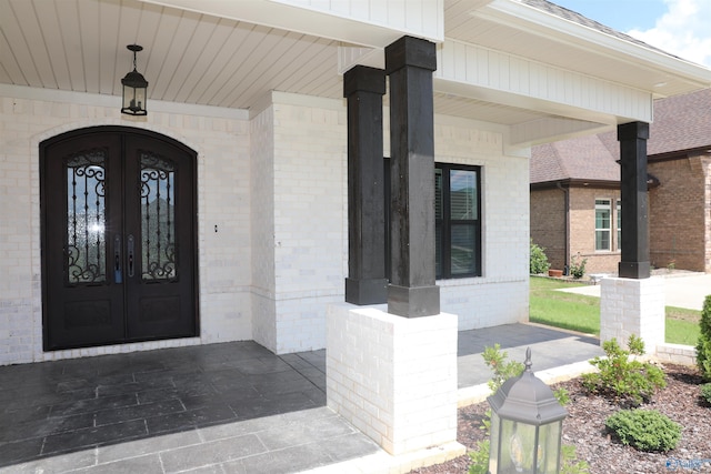 property entrance with french doors