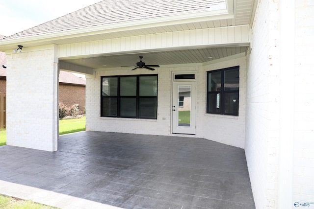 view of patio / terrace with ceiling fan