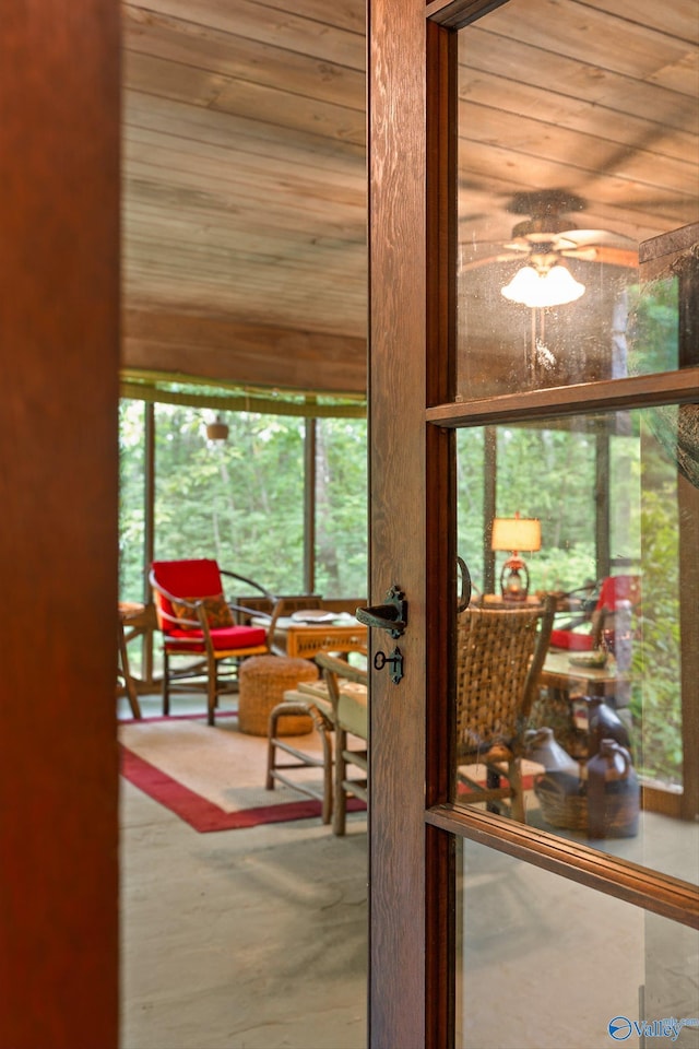 LOT1 Moon Lake Rd, Mentone, AL 35984 - entryway with wood ceiling and a ceiling fan