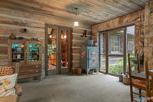 LOT1 Moon Lake Rd, Mentone, AL 35984 - living area featuring wooden ceiling and unfinished concrete floors