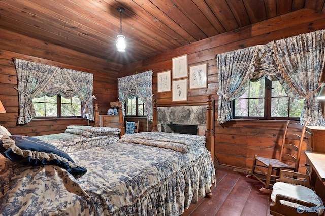 LOT1 Moon Lake Rd, Mentone, AL 35984 - bedroom with dark wood-style flooring, wood walls, and wood ceiling