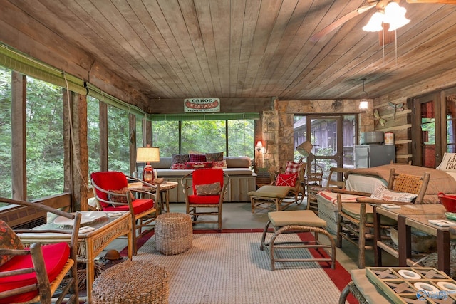 LOT1 Moon Lake Rd, Mentone, AL 35984 - sunroom featuring wooden ceiling, ceiling fan, and carpet flooring